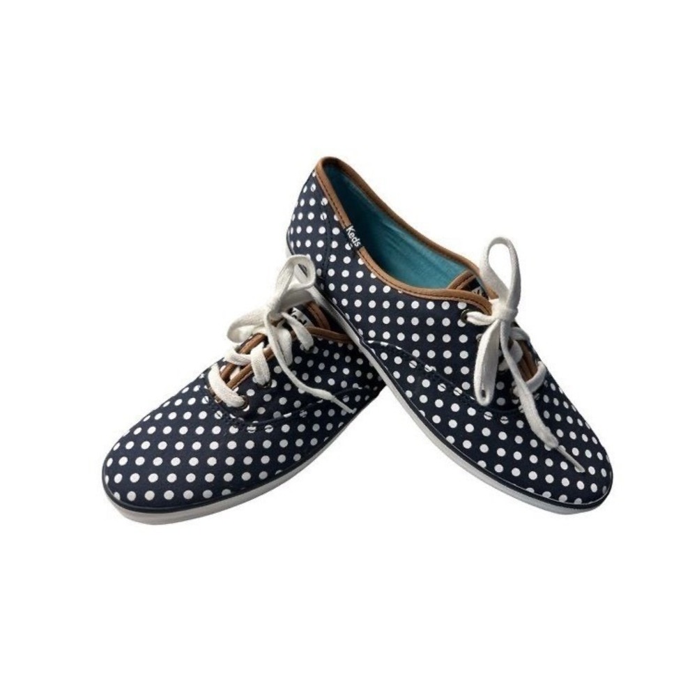 KEDS Women's Navy Blue White Polka Dot Canvas Sneakers Shoes Sz 9